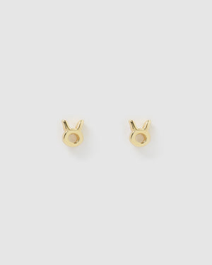 Izoa Taurus Star Sign Symbol Stud Gold