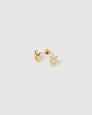 Izoa Taurus Star Sign Symbol Stud Gold