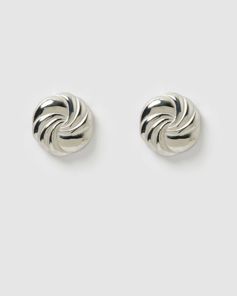 Izoa Swirl Stud Earrings Silver