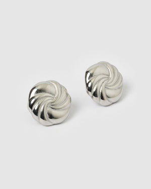 Izoa Swirl Stud Earrings Silver