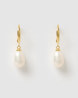 Izoa Sylvia Earrings Gold Freshwater Pearl