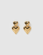 Izoa Tana Heart Stud Earrings Gold