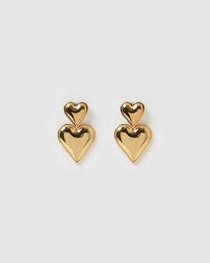 Izoa Tana Heart Stud Earrings Gold