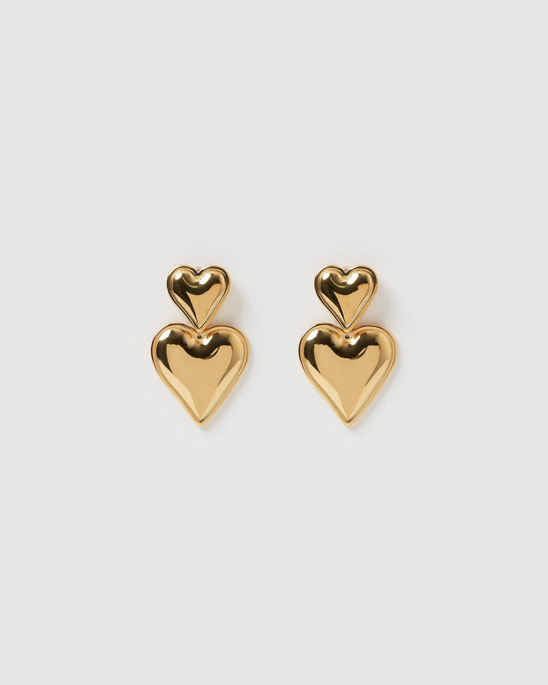 Izoa Tana Heart Stud Earrings Gold