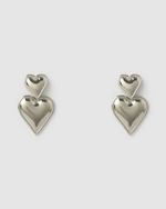 Izoa Tana Heart Stud Earrings Silver