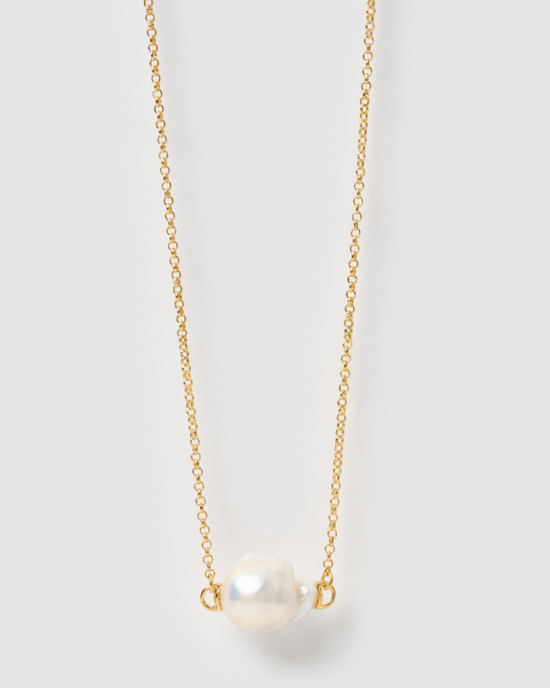 Izoa Victoria Freshwater Baroque Pearl Necklace Gold