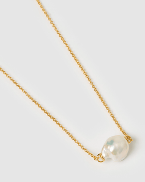 Izoa Victoria Freshwater Baroque Pearl Necklace Gold