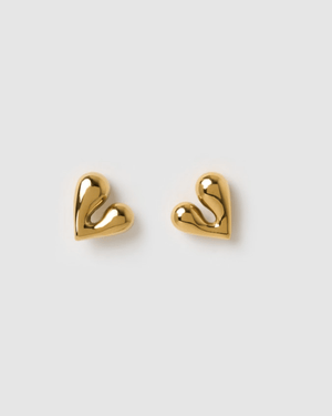 Izoa Vionna Heart Stud Earrings Gold