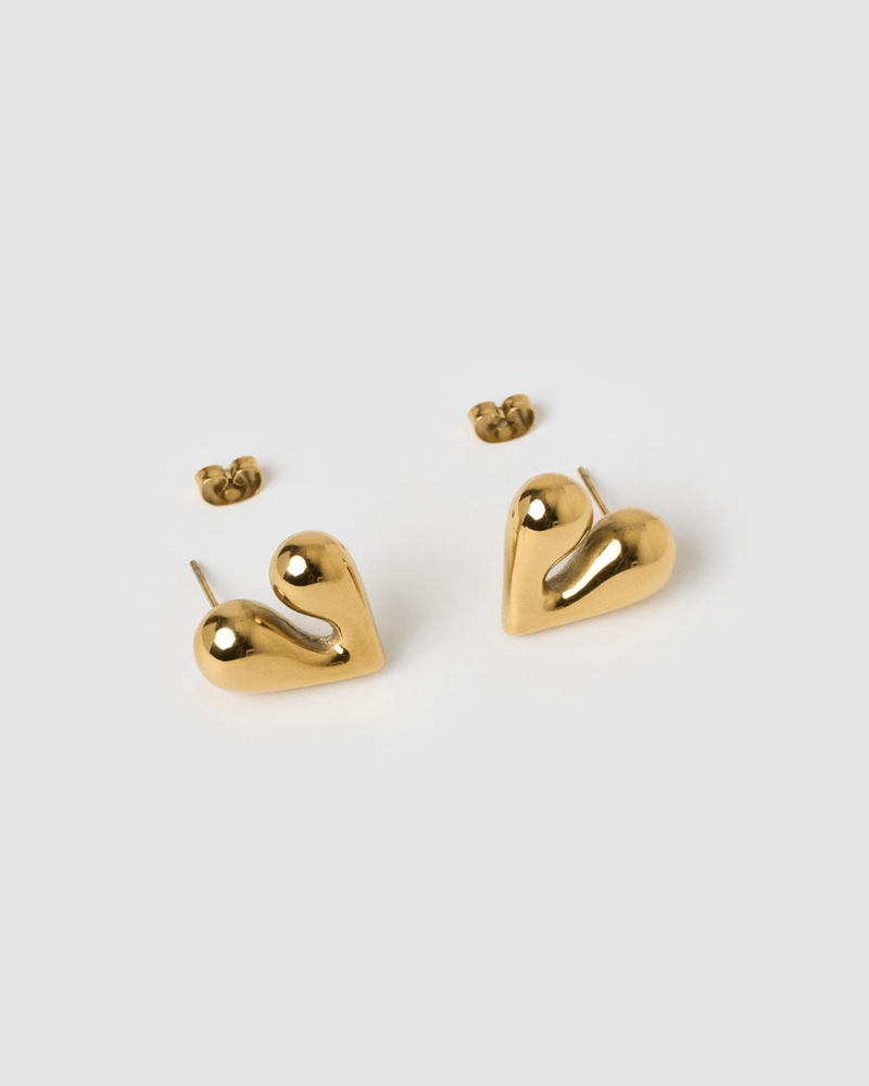 Izoa Vionna Heart Stud Earrings Gold