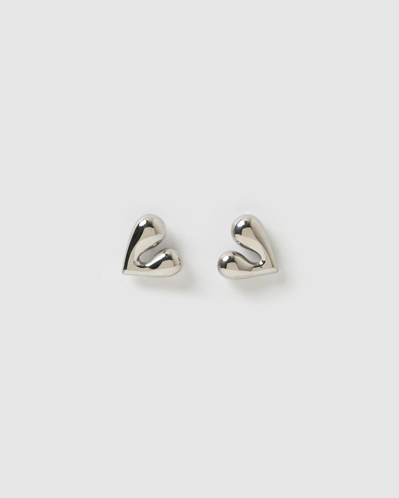 Izoa Vionna Heart Stud Earrings Silver