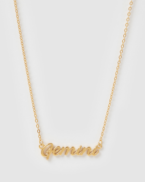 Izoa Gemini Written Star Sign Necklace Gold