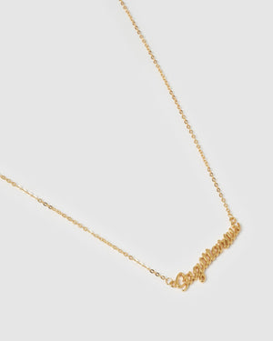 Izoa Sagittarius Written Star Sign Necklace Gold