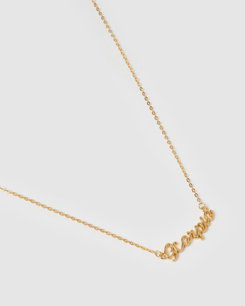 Izoa Scorpio Written Star Sign Necklace Gold