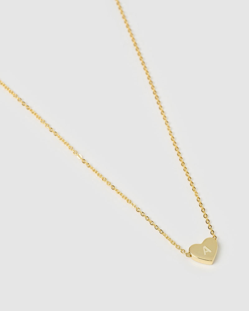 Izoa Kids Heart Alphabet Letter A Necklace Gold