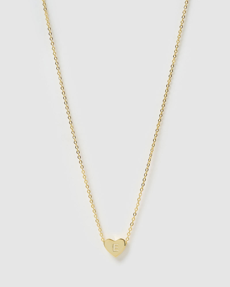 Izoa Kids Heart Alphabet Letter E Necklace Gold