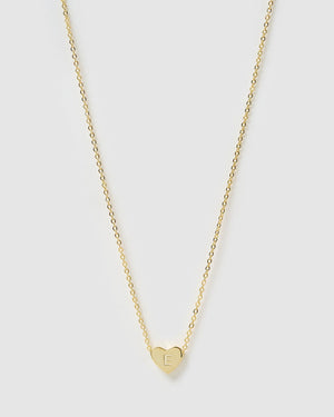 Izoa Kids Heart Alphabet Letter E Necklace Gold