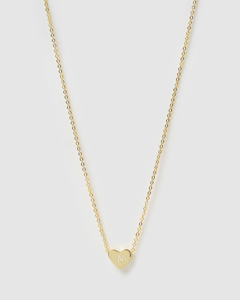 Izoa Kids Heart Alphabet Letter N Necklace Gold