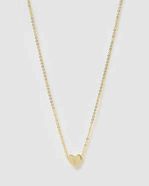 Izoa Kids Heart Alphabet Letter S Necklace Gold