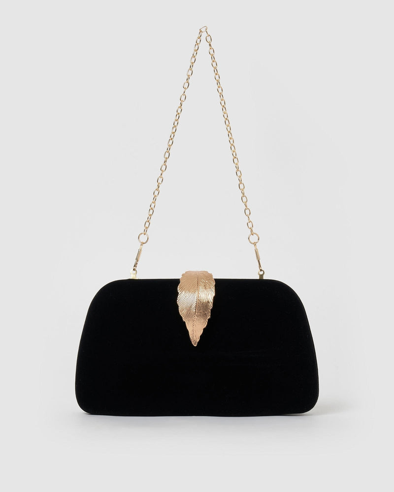 Izoa Bags Izoa Rebecca Clutch Black Velvet IZOA-REBCLUTCH-BLCK