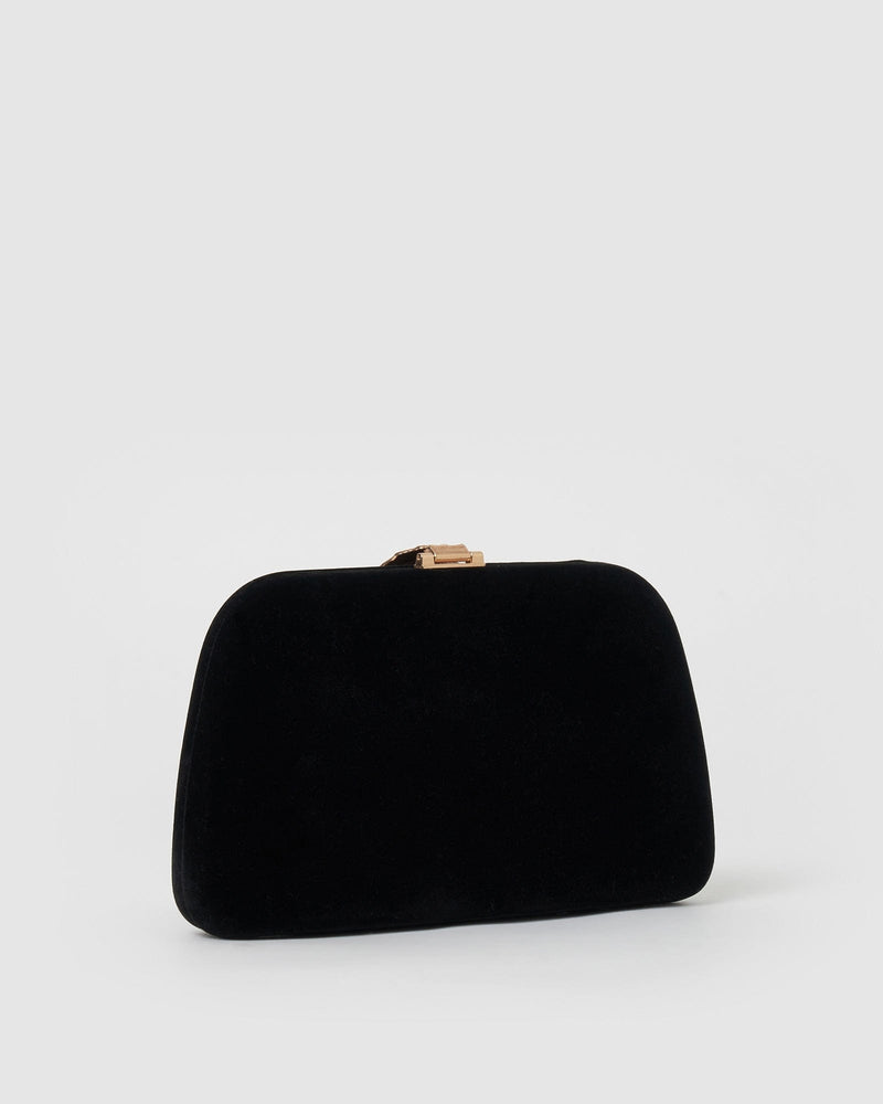 Izoa Bags Izoa Rebecca Clutch Black Velvet IZOA-REBCLUTCH-BLCK