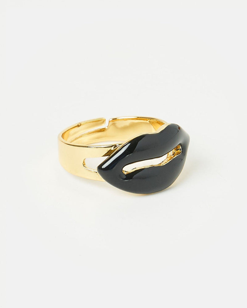 Izoa Lips Ring Gold Black