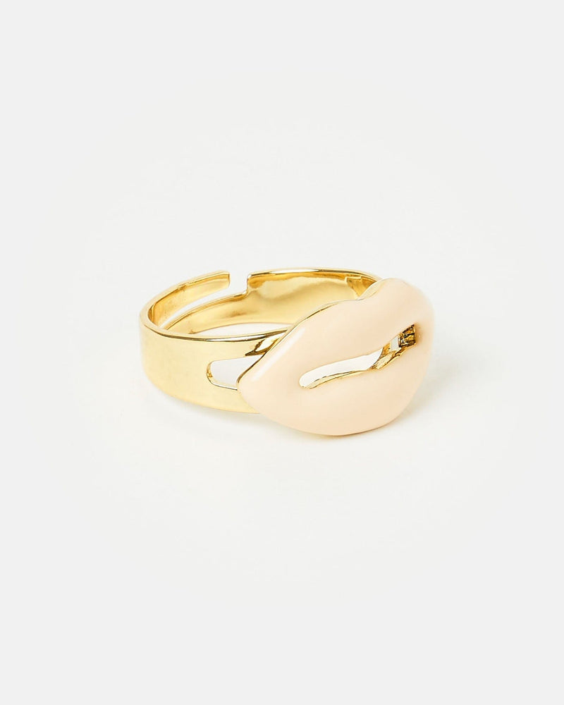 Izoa Lips Ring Gold Nude