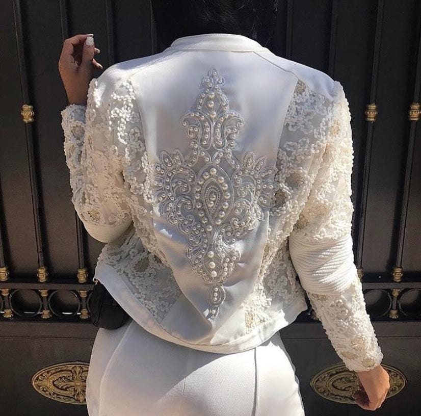 MARGARET White Lace Dressy Jacket