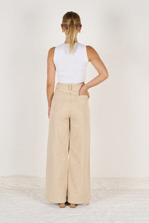 Wakee Denim Flare Leg Ladies Pant - Camel 7130