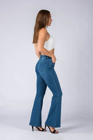 Wakee Denim Ladies Flare Jean High Waist - Denim 7078