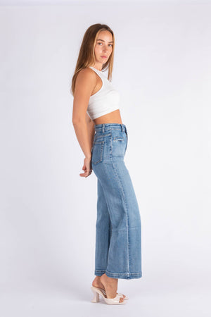 Wakee Denim Wide Leg Ladies Jean - Something Blue 7107