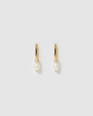 Izoa Penelope Freshwater Pearl Earrings Gold